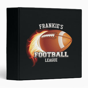 Personalized NAME American Football Flames Sports 3 Ring Binder