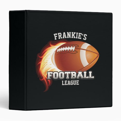 Personalized NAME American Football Flames Sports 3 Ring Binder