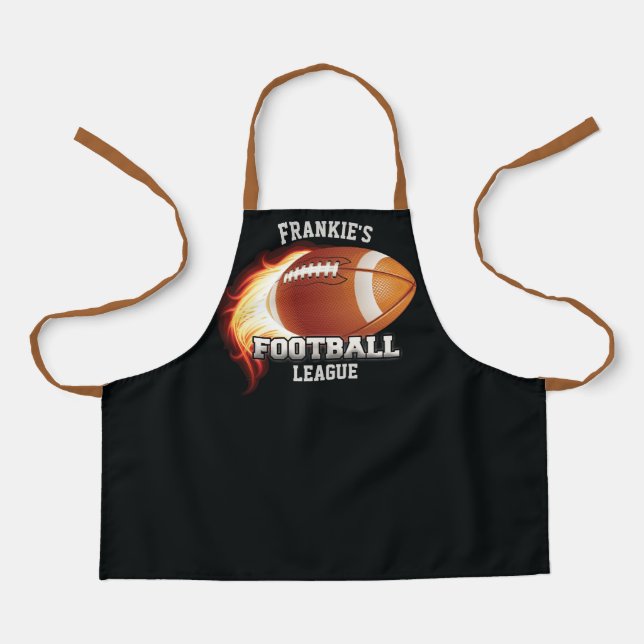 Personalized NAME American Football Flames Sports Apron (Front)
