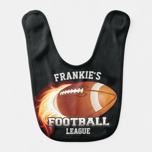 Personalized NAME American Football Flames Sports Baby Bib