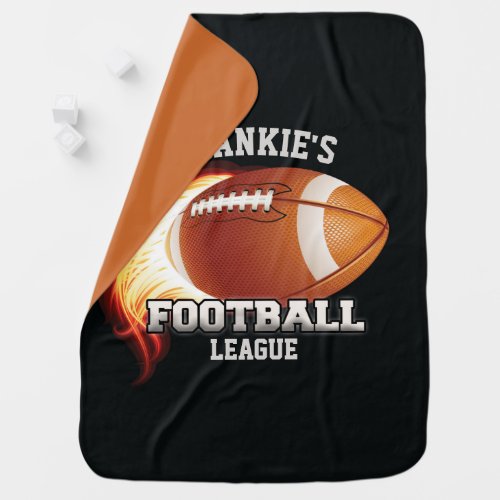 Personalized NAME American Football Flames Sports Baby Blanket