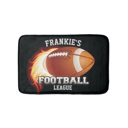 Personalized NAME American Football Flames Sports Bath Mat