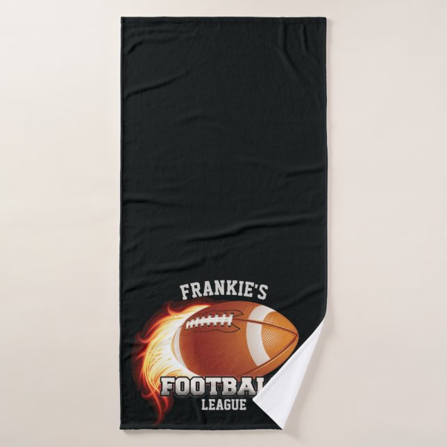 Personalized NAME American Football Flames Sports Bath Towel Set (Bath Towel)