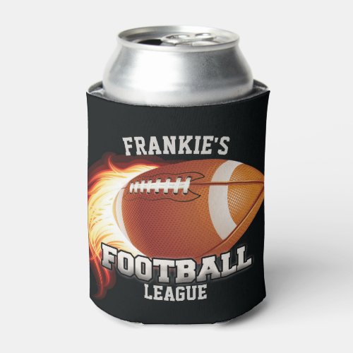 Personalized NAME American Football Flames Sports Can Cooler