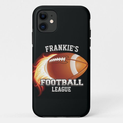 Personalized NAME American Football Flames Sports iPhone 11 Case