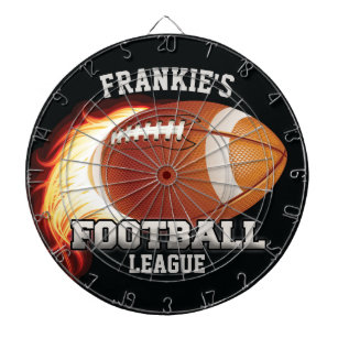 Personalized NAME American Football Flames Sports Dart Board