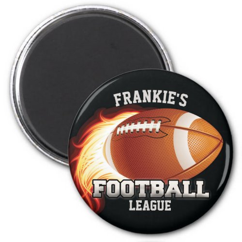 Personalized NAME American Football Flames Sports Magnet