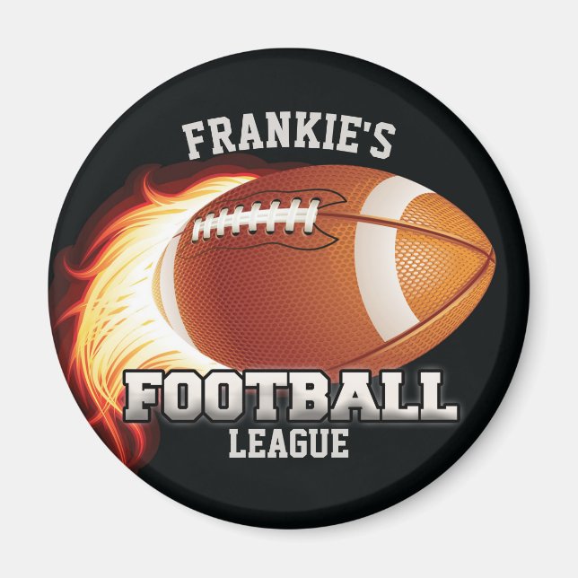 Personalized NAME American Football Flames Sports Magnet (Front)
