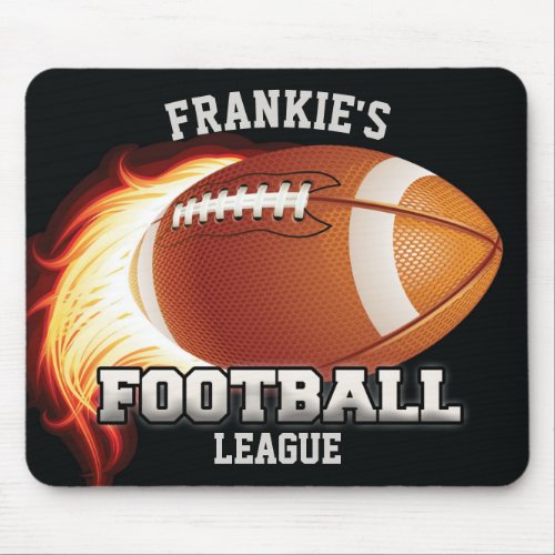 Personalized NAME American Football Flames Sports Mouse Pad