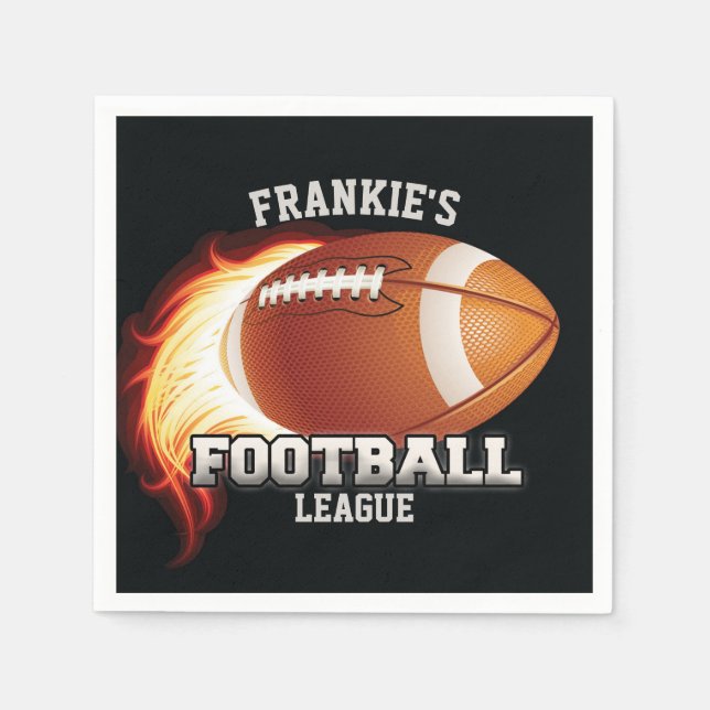 Personalized NAME American Football Flames Sports Napkins (Front)