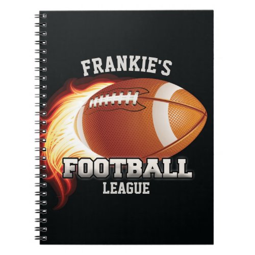 Personalized NAME American Football Flames Sports Notebook