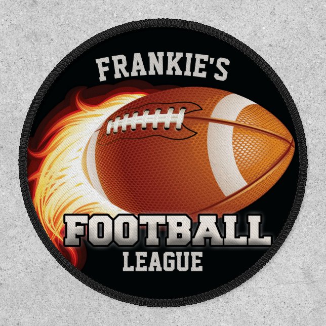 Personalized NAME American Football Flames Sports Patch (Front)