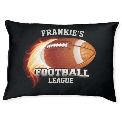 Personalized NAME American Football Flames Sports Pet Bed