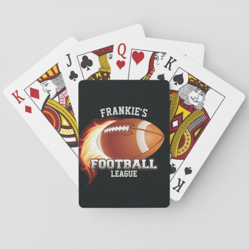 Personalized NAME American Football Flames Sports Playing Cards