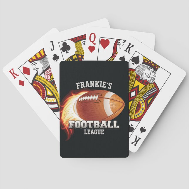 Personalized NAME American Football Flames Sports Poker Cards (Back)