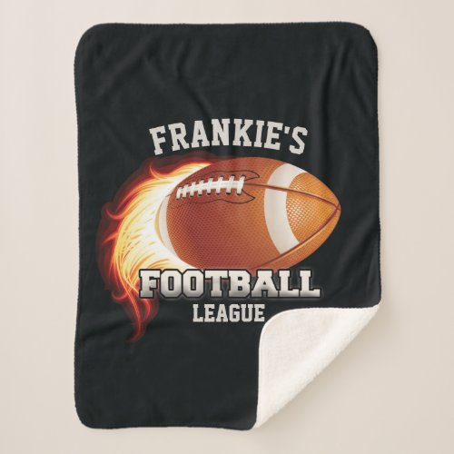 Personalized NAME American Football Flames Sports Sherpa Blanket