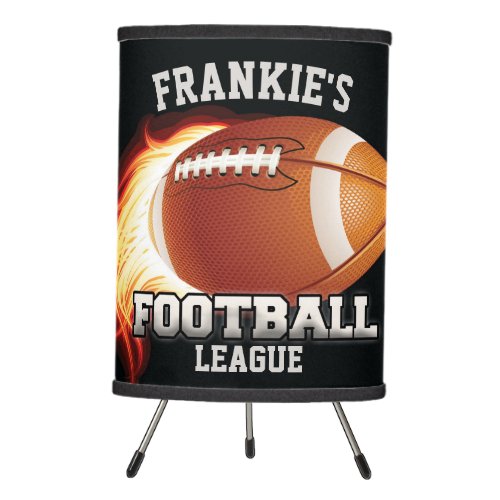 Personalized NAME American Football Flames Sports Tripod Lamp