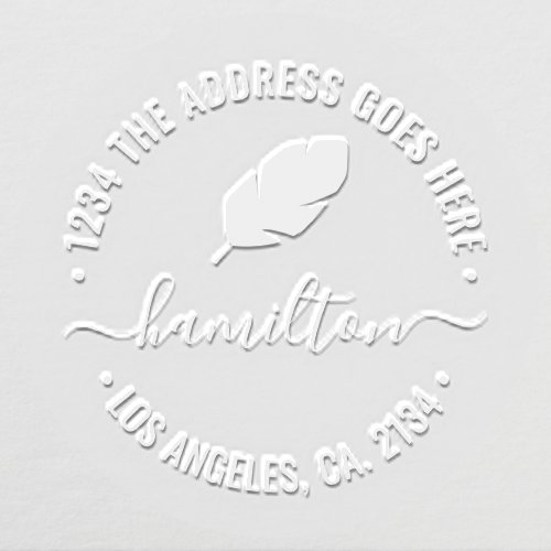 Personalized name and address with leaf detail embosser