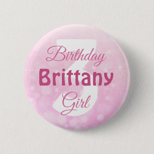 Personalized Name and Age Birthday Girl Button