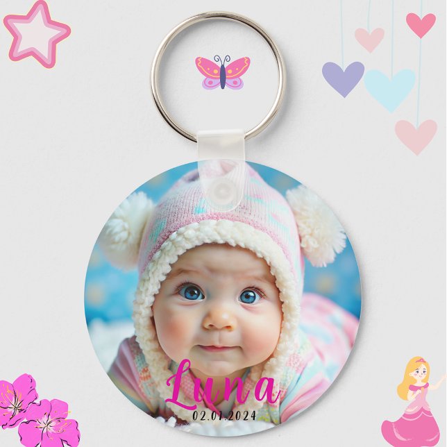 Personalized Name And Baby Photo Keepsake  Keychain (Creator Uploaded)