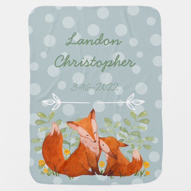 Personalized Name and Birthdate Baby Blanket (Front)