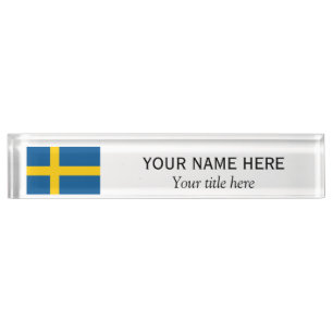 Personalized name and custom title Swedish flag Plate