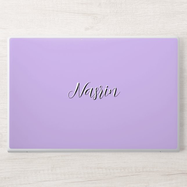 Personalized Name and #d8bff6 color  HP Laptop Skin (Front)