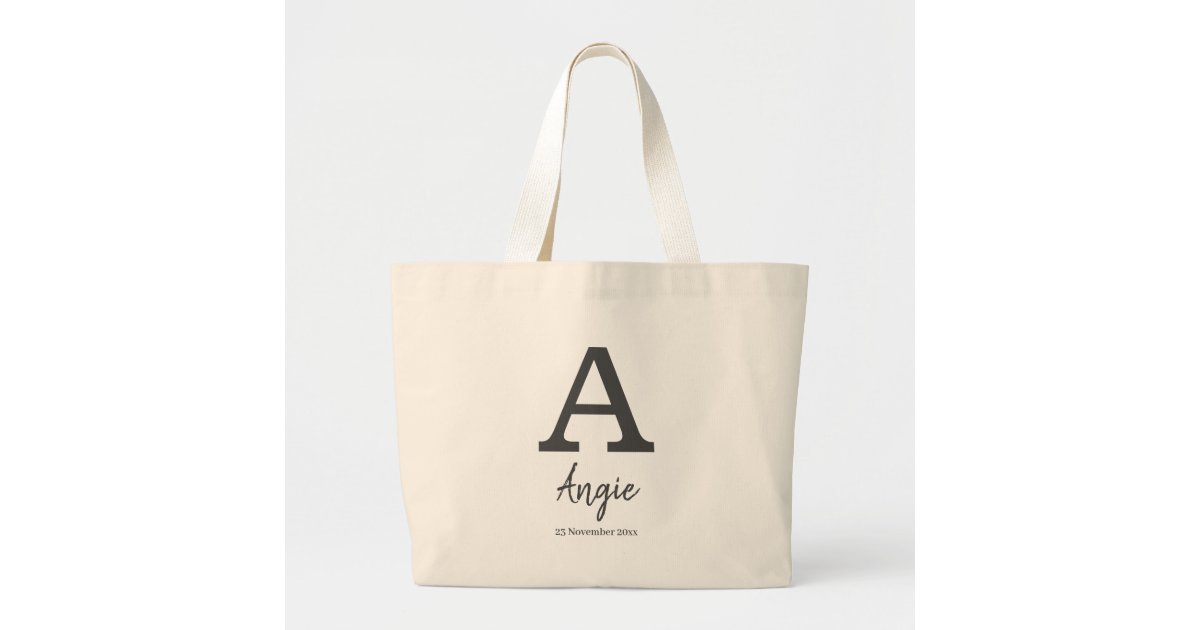 Personalised Monogram Letter Name Tote Bag Custom Name Bag 