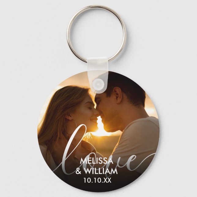 Personalized Name And Date Photo Keychain (Front)