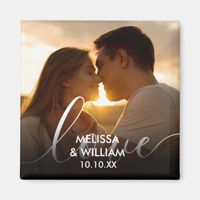 Personalized Name And Date Photo Magnet (Front)