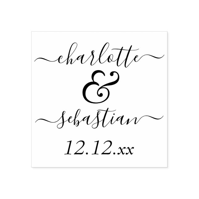 Personalized Name and Date Wedding Custom Made Rubber Stamp (Imprint)