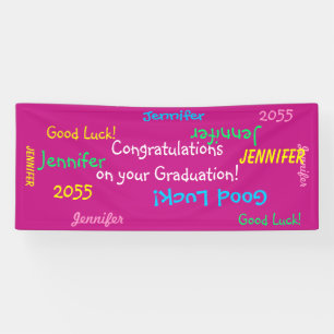Personalized Name and Event Multi Color Graduation Banner