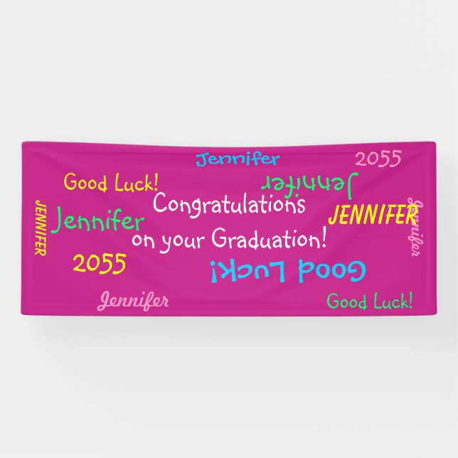 Personalized Name and Event Multi Color Graduation Banner (Horizontal)