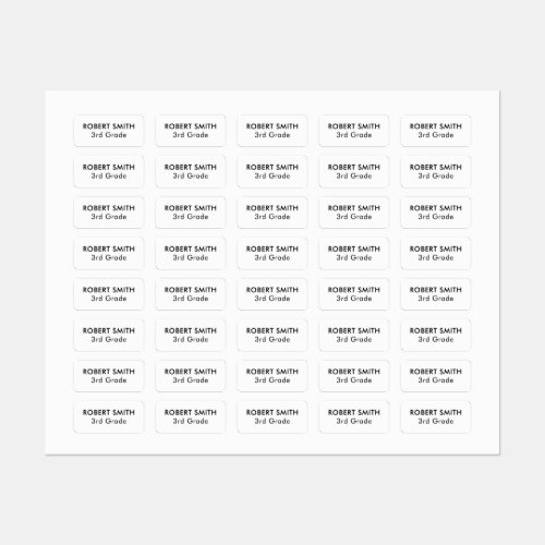 Personalized Name And Grade Kids' Labels