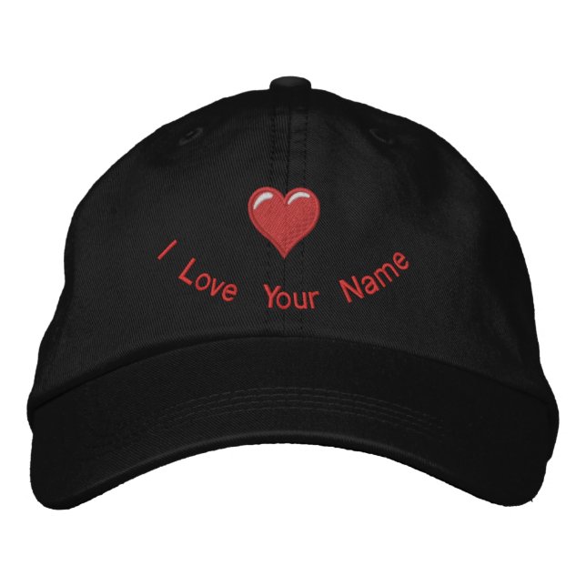 Personalized name and heart embroidered baseball hat (Front)