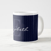Personalized Name and Initial Herringbone Design Giant Coffee Mug (Front Right)