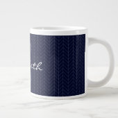Personalized Name and Initial Herringbone Design Giant Coffee Mug (Right)