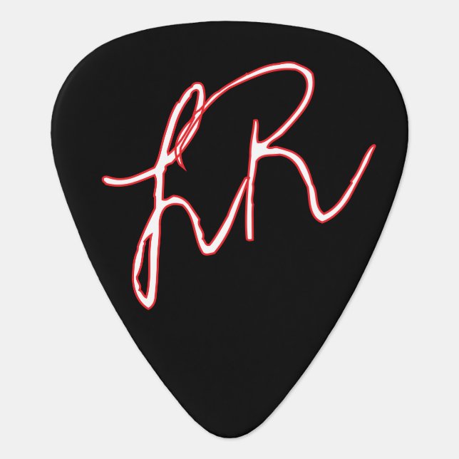 Personalized name and initials Cool Black  Guitar Pick (Front)