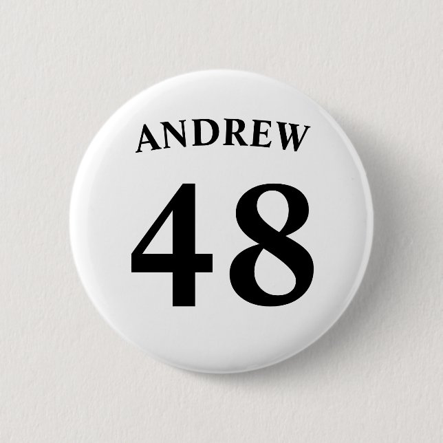 Personalized name and Jersey number  Button (Front)
