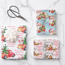 Custom Santa and Presents Wrapping Paper Sheets (Personalized