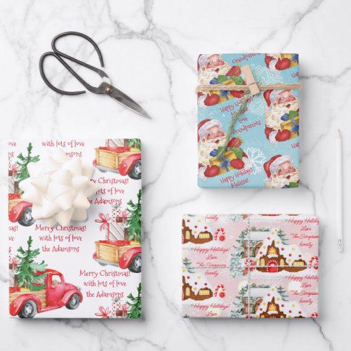 Personalized name and message Christmas custom Wrapping Paper Sheets