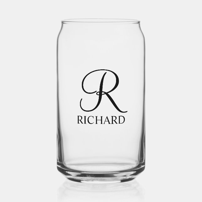 Personalized Name and Monogram Can Glass (Front)