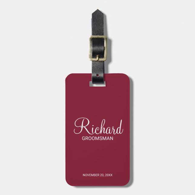 Personalized Name and Monogram Groomsman Luggage Tag (Front Vertical)