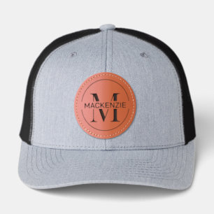 Personalized Name And Monogram Leather Patch Hat