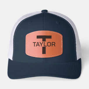 Personalized Name And Monogram Leather Patch Hat