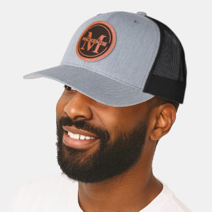 Personalized Name And Monogram Leather Patch Hat
