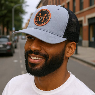 Personalized Name And Monogram Leather Patch Hat