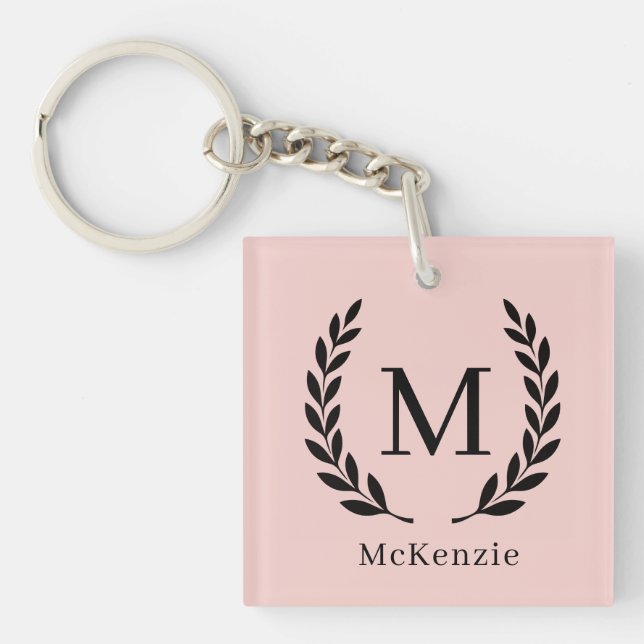 Personalized Name and Monogram Photo  Keychain (Front)