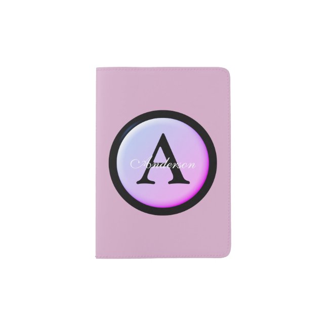 Personalized Name and Monogram Shades of Purple Passport Holder (Front)