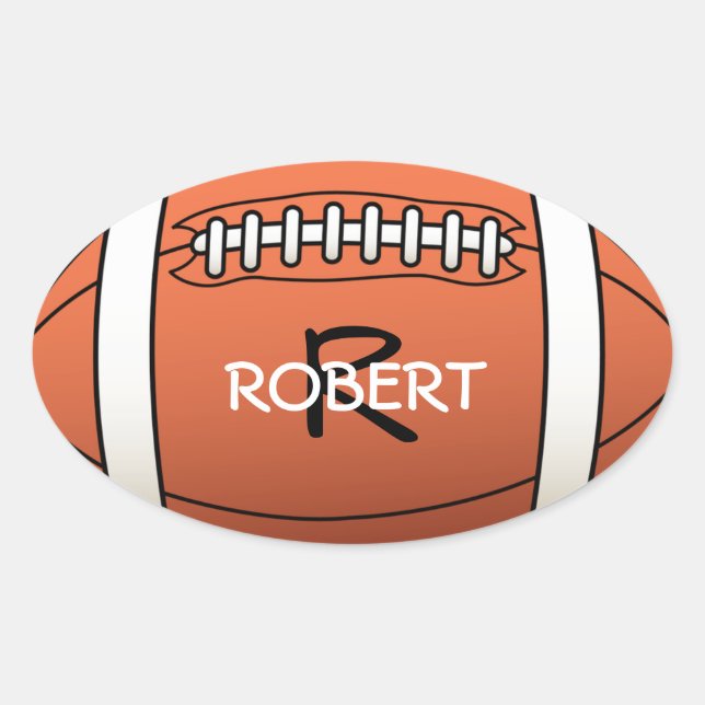 Personalized Name and Monogram Template Rugby Ball Oval Sticker (Front)